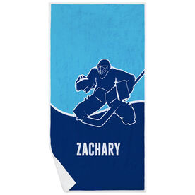 Hockey Premium Beach Towel - Personalized Goalie with Team Colors
