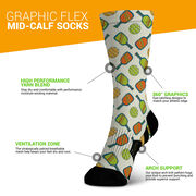 Pickleball Graphic Flex Mid-Calf Socks - Pickleball Doodle