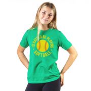 Softball T-Shirt Short Sleeve - I'd Rather Be Playing Softball Distressed