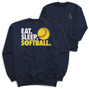 Softball Crewneck Sweatshirt - Eat Sleep Softball (Back Design)
