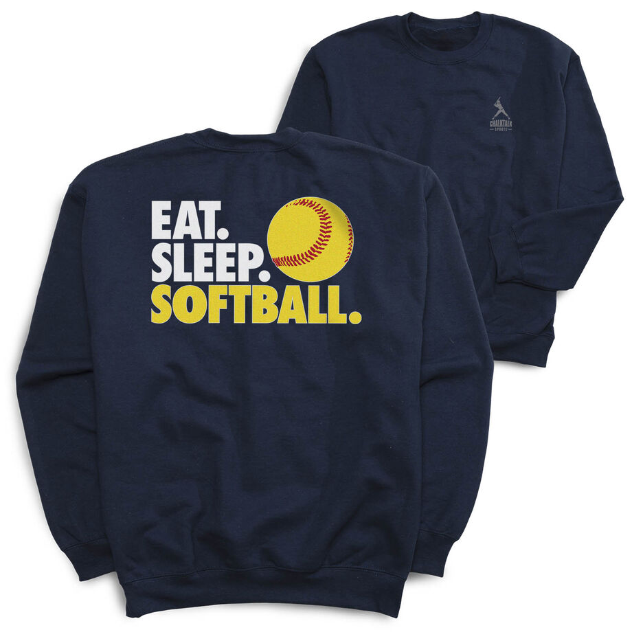 Softball Crewneck Sweatshirt - Eat Sleep Softball (Back Design)