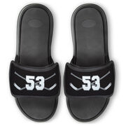 Hockey Repwell&reg; Slide Sandals - Hockey Crossed Sticks with Number