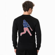 Baseball Tshirt Long Sleeve - Baseball Stars and Stripes Player (Back Design)