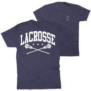 Guys Lacrosse Short Sleeve T-Shirt - Crossed Sticks (Back Design)