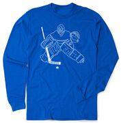 Hockey Tshirt Long Sleeve - Hockey Goalie Sketch