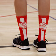 Volleyball Woven Mid-Calf Socks - Superelite (Red/White)