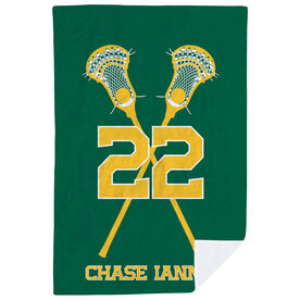 Guys Lacrosse Premium Blanket - Personalized Crossed Sticks with Big Number