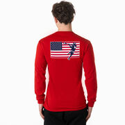 Guys Lacrosse Tshirt Long Sleeve - Patriotic Lacrosse (Back Design)