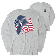 Guys Lacrosse Tshirt Long Sleeve - Lacrosse Eagle (Back Design)
