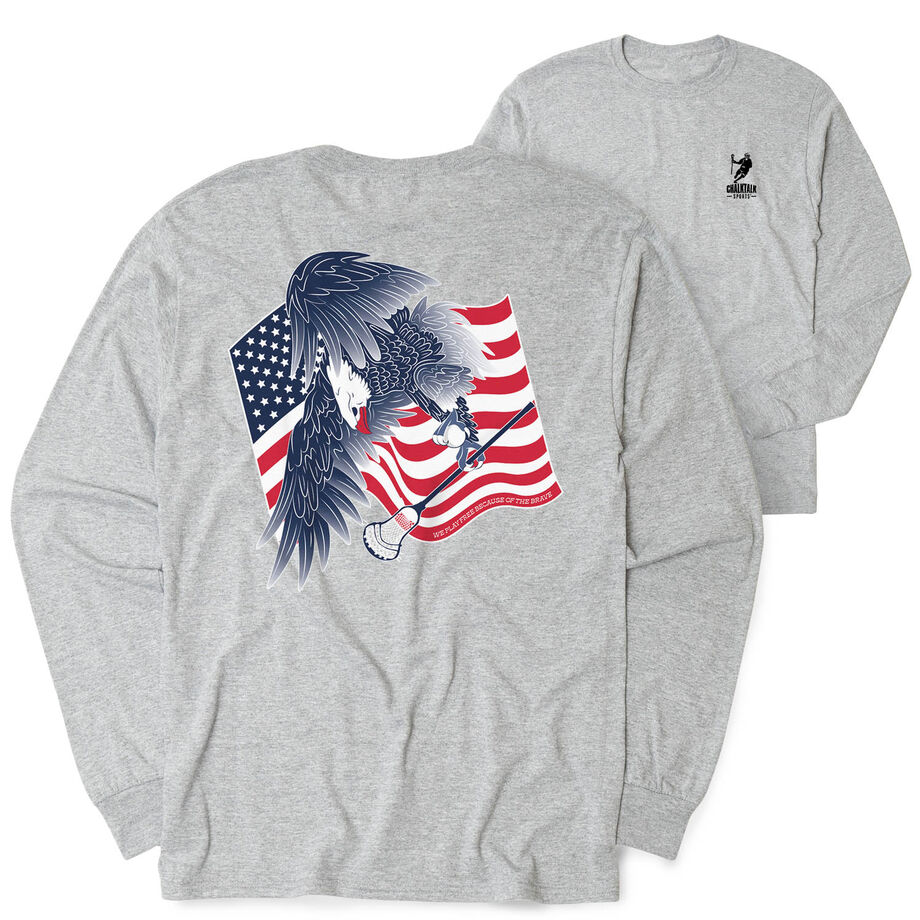 Guys Lacrosse Tshirt Long Sleeve - Lacrosse Eagle (Back Design)
