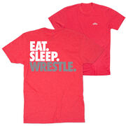 Wrestling Short Sleeve T-Shirt - Eat Sleep Wrestle (Stack) (Back Design)