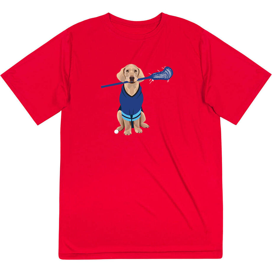 Guys Lacrosse Short Sleeve Performance Tee - Laxer the Lacrosse Dog