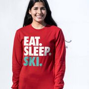 Skiing & Snowboarding Tshirt Long Sleeve - Eat. Sleep. Ski