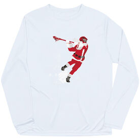 Guys Lacrosse Long Sleeve Performance Tee - Santa Laxer