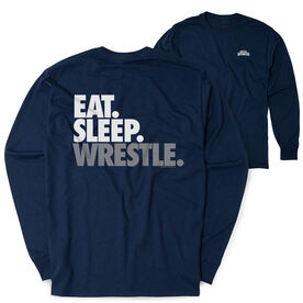 Wrestling Tshirt Long Sleeve - Eat. Sleep. Wrestle (Back Design)