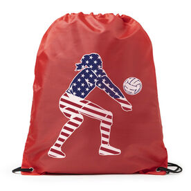 Volleyball Drawstring Backpack - Volleyball Stars and Stripes Player