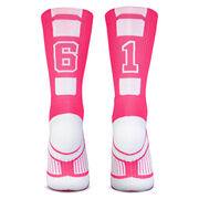 Team Number Woven Mid-Calf Socks - Pink
