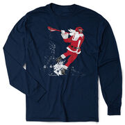 Guys Lacrosse Tshirt Long Sleeve - Santa Laxer