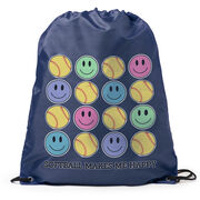 Softball Drawstring Backpack - Softball Makes Me Happy