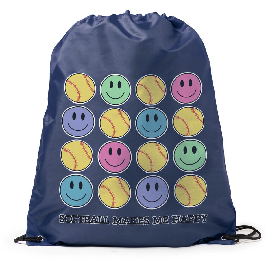Softball Drawstring Backpack - Softball Makes Me Happy