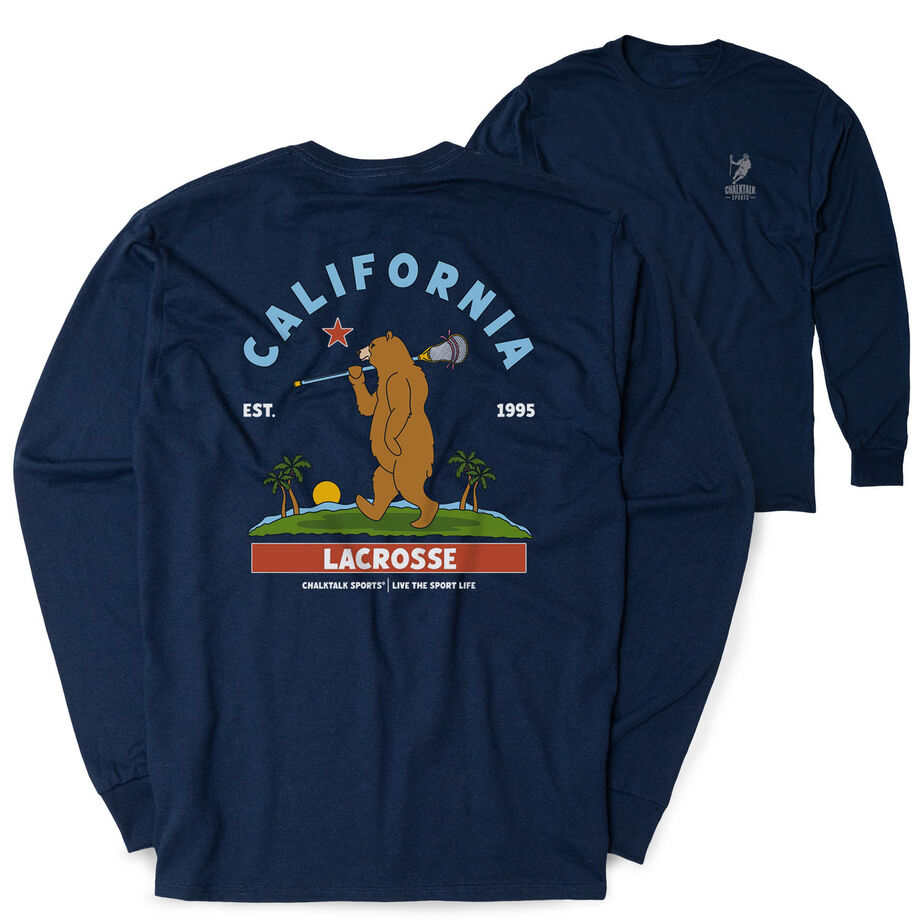 Guys Lacrosse Tshirt Long Sleeve - California Lacrosse (Back Design)