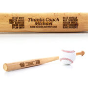 Engraved Mini Baseball Bat - Thanks Coach With Roster