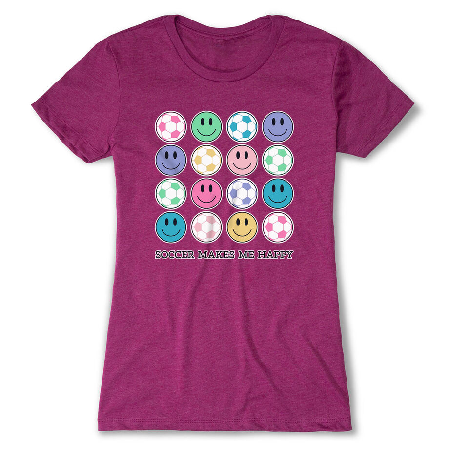 Soccer Women's Everyday Tee - Soccer Makes Me Happy