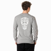 Hockey Tshirt Long Sleeve - My Goal Is To Deny Yours Goalie Mask (Back Design)