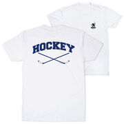 Hockey Short Sleeve T-Shirt - Hockey Crossed Sticks Logo (Back Design)
