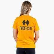 Skiing Short Sleeve T-Shirt - I'm Difficult (Back Design)