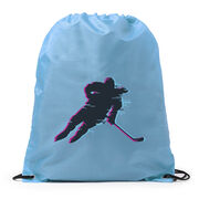 Hockey Drawstring Backpack - Hockey Girl Glitch