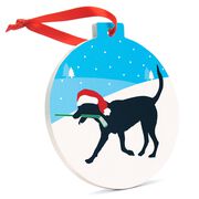 Hockey Round Ceramic Ornament - Hockey Dog