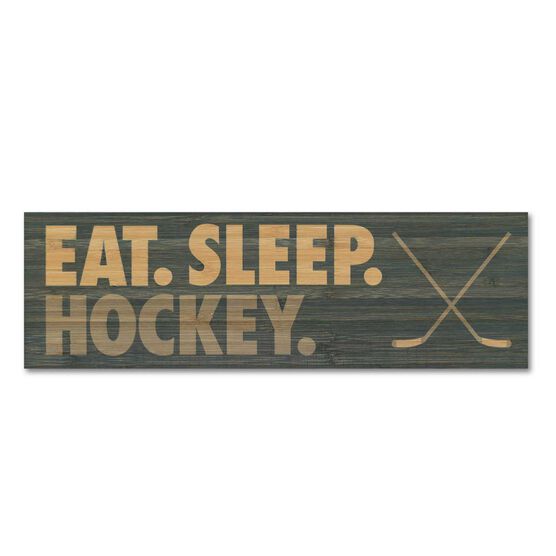 Hockey 12.5" X 4" Printed Bamboo Removable Wall Tile - Eat Sleep Hockey