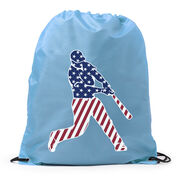 Baseball Drawstring Backpack - Baseball Stars and Stripes Player