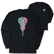 Girls Lacrosse Tshirt Long Sleeve - Lacrosse Stick Heart (Back Design)