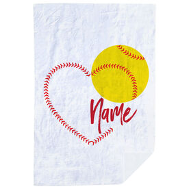 Softball Premium Blanket - Heart with Personalization