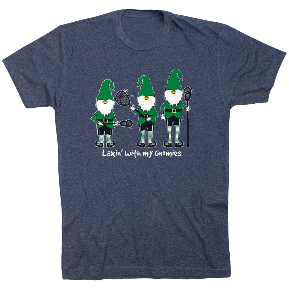Guys Lacrosse  Short Sleeve T-Shirt - Laxin' With My Gnomies - Personalization Image