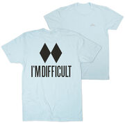 Skiing Short Sleeve T-Shirt - I'm Difficult (Back Design)