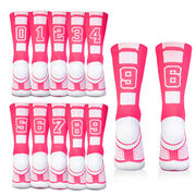 Team Number Woven Mid-Calf Socks - Pink