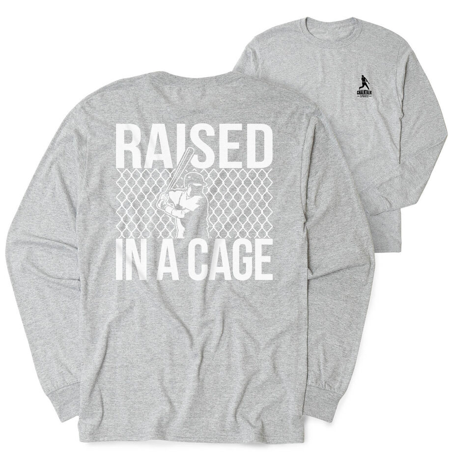 Baseball Tshirt Long Sleeve - Raised in a Cage (Back Design)