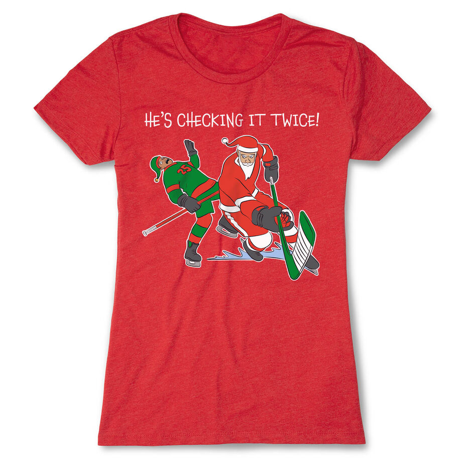 Hockey Women's Everyday Tee - He's Checking It Twice