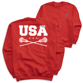 Guys Lacrosse Crewneck Sweatshirt - USA Lacrosse (Back Design)