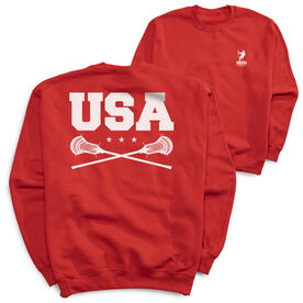 Guys Lacrosse Crewneck Sweatshirt - USA Lacrosse (Back Design)