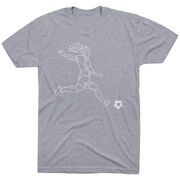 Soccer Short Sleeve T-Shirt - Soccer Girl Player Sketch