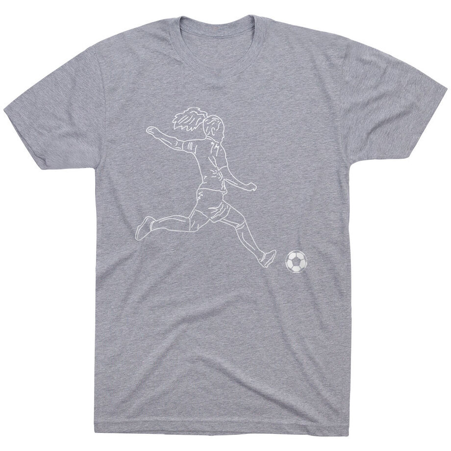 Soccer Short Sleeve T-Shirt - Soccer Girl Player Sketch - Personalization Image