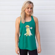 Girls Lacrosse Flowy Racerback Tank Top - Chase The Lax Dog