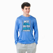 Hockey Long Sleeve Performance Tee - My Goal Is To Deny Yours Hockey (Blue/Black)