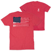 Guys Lacrosse Short Sleeve T-Shirt - American Flag (Back Design)