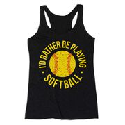 Softball Women's Everyday Tank Top - Rather Be Playing Softball Distressed