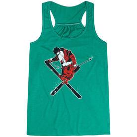 Skiing Flowy Racerback Tank Top - Freestyle Santa